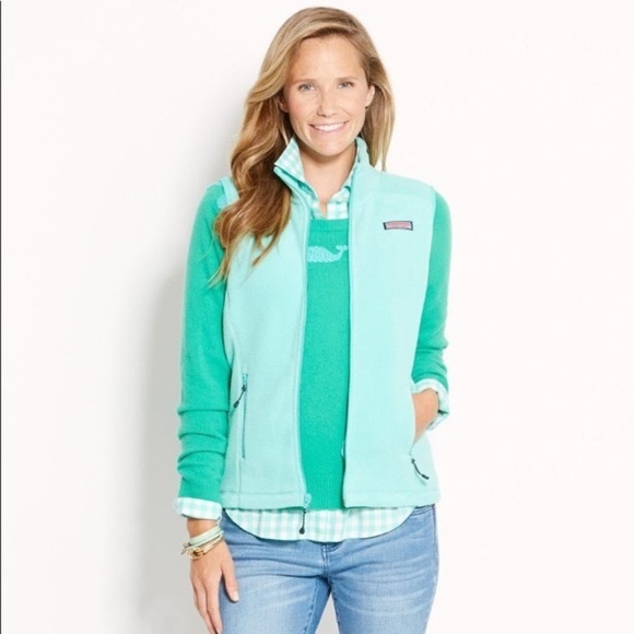 Vineyard Vines Mint Green Westerly Fleece Vest - Picture 1 of 7